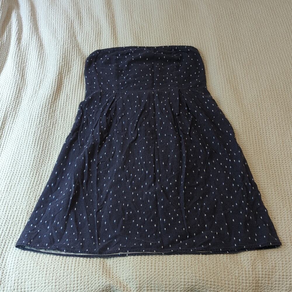 Old Navy Strapless Sundress Navy Blue with White Dots size 10 tall